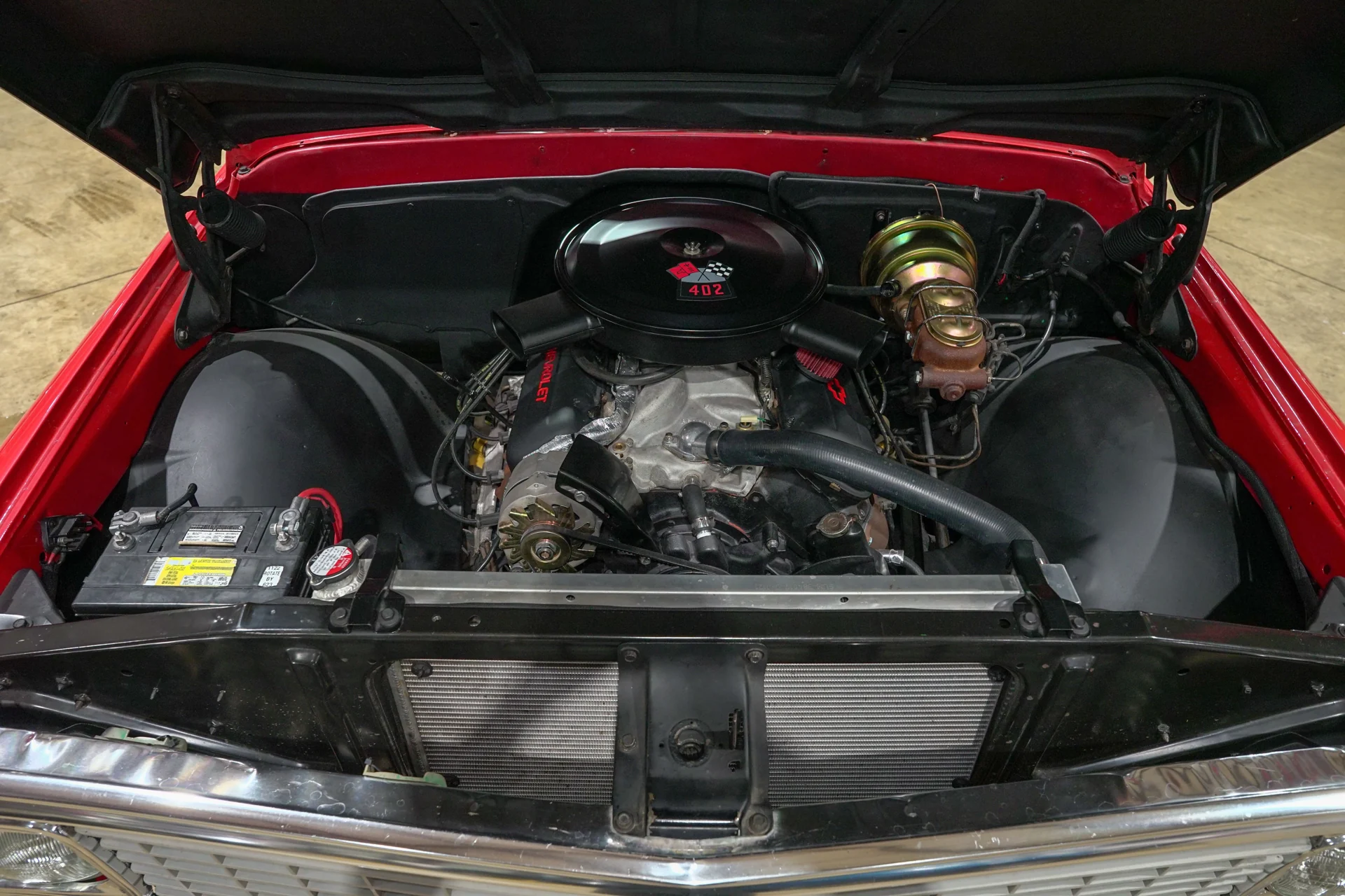 Engine bay of the 1972 Chevrolet C10 Cheyenne